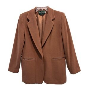 Vintage Harve Benard Blazer Wool Cashmere Blend Camel Brown Coat Jacket Womens 8